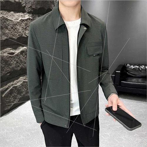 Workwear jacket male lapel 2023 spring fall new casual youth - 图1