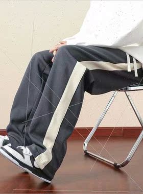 2023 fall casual pants men tide striped fashion loose wide-l