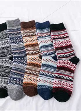 Socks Men Thickened Rabb Wool Socks Thick Thread Ethnic Mid-
