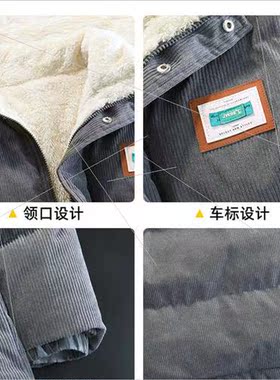 corduroy thickened cotton jacket men winter tide warm stand-