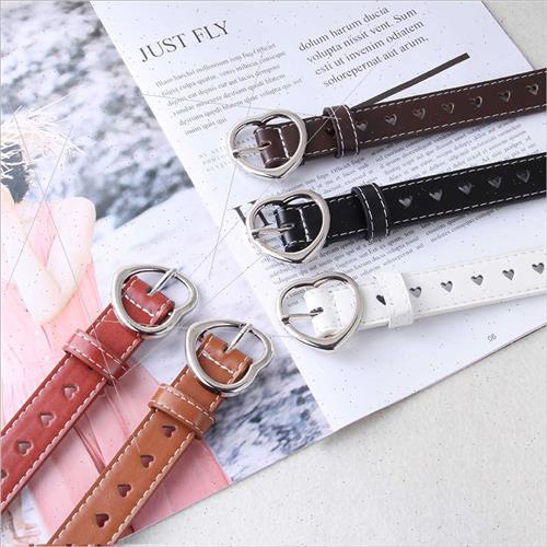 Korean flow creative peach heart buckle belt female love hol-图0