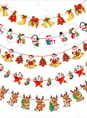 Christmas decoration supplies cartoon pull flag colorful fla