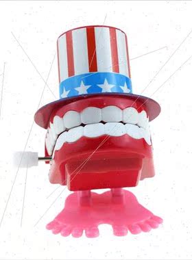 Clockwork wind-up bowler hat jumping teeth wind-up jumping b