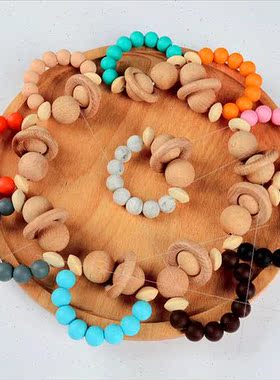 Baby Toys licone Beaded Bracelets Rattles Wooden Teething Ch