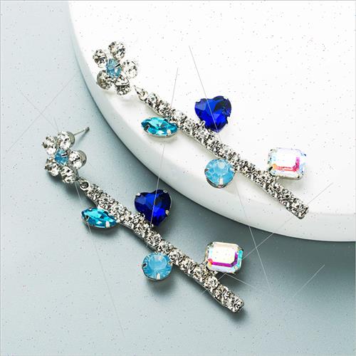 Korea new personalized geometric flowers long gemstone rhine - 图2