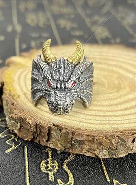 Abyssal Magic Dragon Ring Thai lver Men Vintage ngle Ring Op