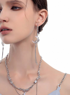 Y2K禁锢月亮项链女亚文化辣妹甜酷重工小众设计感情侣款高级颈链