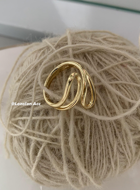 LonslanAcc光面编织线条交叉戒指