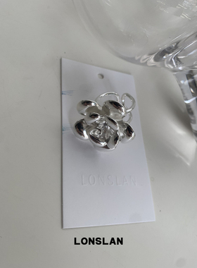 LONSLAN ACC 2025ss银色立体感花朵戒指高质感气质指环
