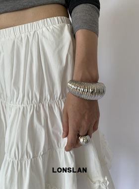 LONSLAN ACC 秋冬小众勾丝工艺夸张高质感戒指手镯叠戴套组