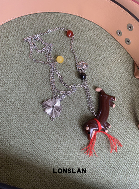 LONSLAN ACC 2025ss可爱卡通腊肠小狗复古时尚高级感项链小众