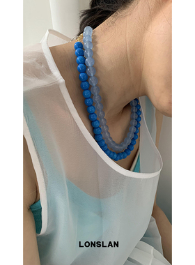 LONSLANACC浅蓝串珠少女项链