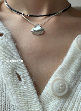 LONSLAN合金贝壳银女叠层项链