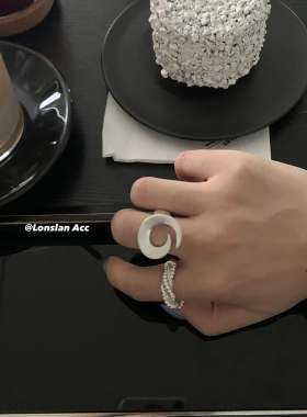 LONSLANACC月亮弹力银色戒指