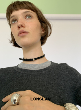 LONSLAN ACC 秋冬时尚皮质窄版手环＋颈链小众复古配饰