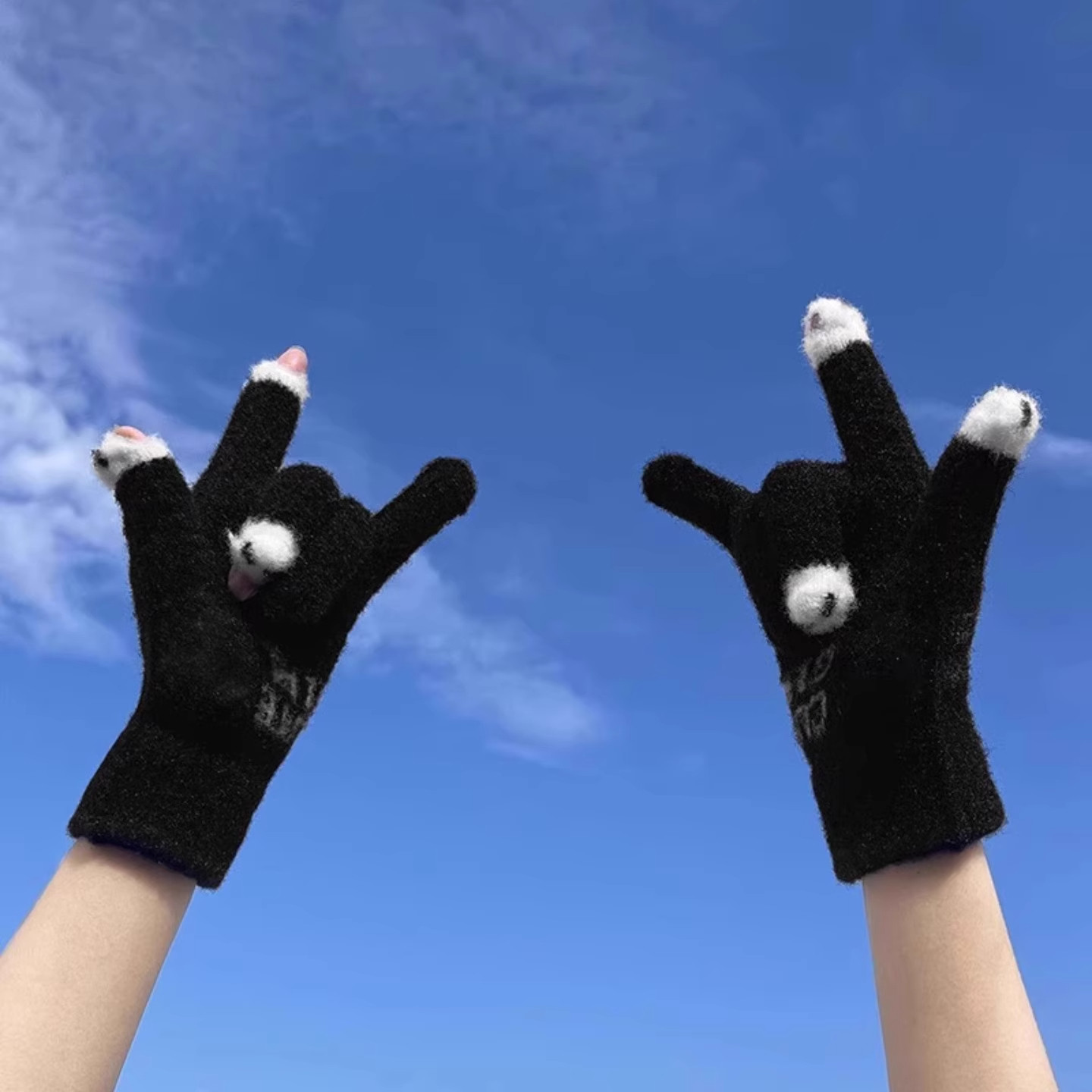 手套女士冬季新款露指加厚保暖可爱学生写字防寒毛线可触屏手套,淘宝优惠券,粉丝福利购,淘宝优惠卷