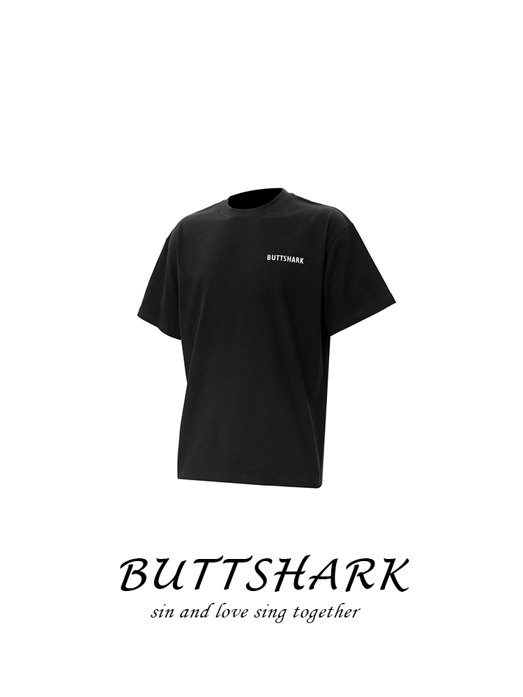 BUTTSHARK基础通勤标语短袖t恤Goats高士缝线Cleanfit重磅320g - 图0