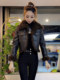 Velvet thickened short leather jacket for small people 2025 autumn and winter new style fur collar leather jacket for women cold-proof and warm leather jacket trend