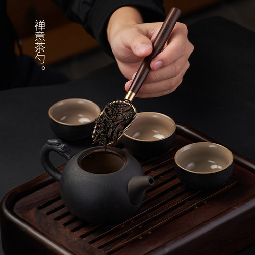 茶皇子茶道六君子套装高档泡茶工具黑檀茶具配件大全功夫茶夹杯叉 - 图3