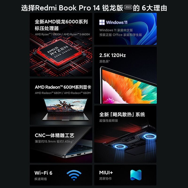 Xiaomi/小米 RedmiBook Pro14/15锐龙新款学生游戏红米笔记本电脑 - 图0