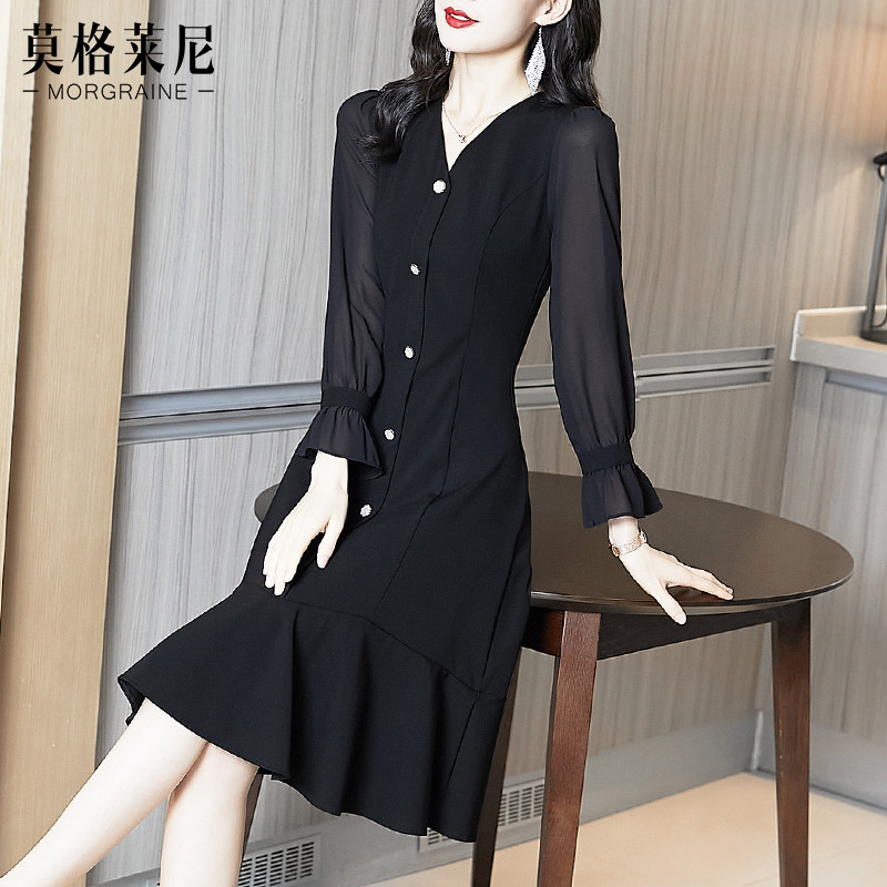 法式复古春秋2022新款高端小连衣裙 莫格莱尼连衣裙