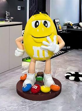 卡通mm豆大摆件玻璃钢雕塑网红m豆人公仔落地家居客厅电视柜装饰