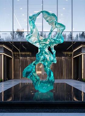 透明树脂太湖石摆件售楼处酒店会所大堂楼梯间大型落地雕塑装饰品