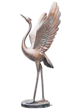 户外仿铜仙鹤雕塑模型园林草坪水池庭院玻璃钢装饰丹顶鹤景观摆件