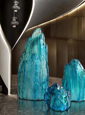 定制透明树脂景观石头摆件酒店别墅售楼处庭院水池造景雕塑装饰品