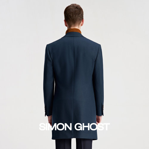 SIMON GHOST男士大衣中长款意大利PIACENZA面料山羊绒毛呢外套男 - 图1