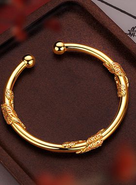 金店同款繁华似锦对珠开口手镯