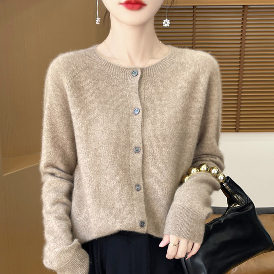 First-line ready-to-wear 100% pure wool cardigan for women