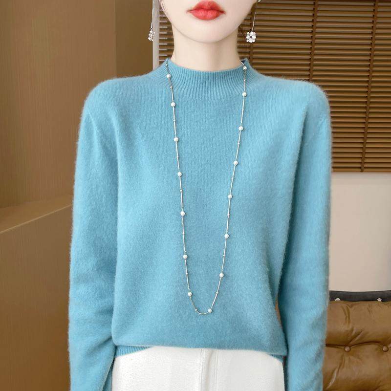 秋冬100%纯羊毛衫女一线成衣半高领无缝针织毛衣宽松羊绒打底上衣,淘宝优惠券,粉丝福利购,淘宝优惠卷