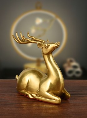 速发饰铜鹿礼品卧室电视柜摆件结婚车内客厅家居装纯礼迁情侣乔物