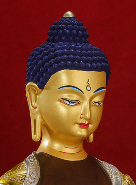 速发药摆师佛像佛件黄铜古色鎏金银西藏传密宗10寸双座佛台供奉三