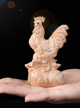 速发桃木十二生肖面相12摆件鼠牛虎兔龙蛇马羊猴鸡狗猪桌属饰装手