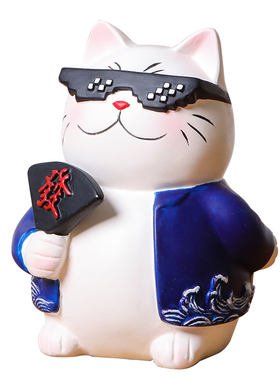 家用招财猫摆件收钱二维码饭店吧台店铺前柜台装饰发财猫开业礼物