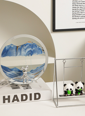 现代治愈荡秋千熊猫小摆件创意办公室桌面网红玄关装饰品解压女生