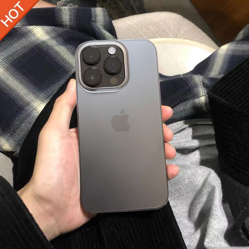 高级感超薄裸机感磨砂透黑不发黄适用iPhone14promax苹果13Pro手机壳12防指纹硬壳15Pro透明14简约13 - 图0