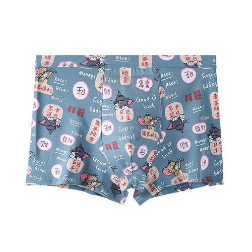 寻金鼠潮牌卡通印花大码男士内裤纯棉宽松透气舒适男生中腰平角裤 - 图3
