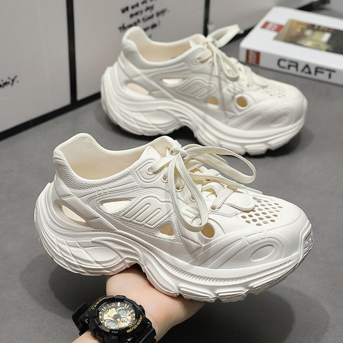 厚底洞洞鞋男款2026新款夏季开车凉鞋运动透气防滑防臭拖鞋男外穿 - 图0