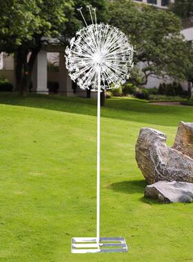 不锈钢蒲公英雕塑户外铁艺发光花朵摆件公园景区仿真兔子绿地装饰