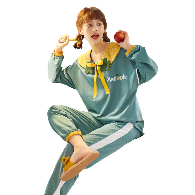 2020新款春秋季纯棉长袖网红冬睡衣 莼绵睡衣/家居服套装