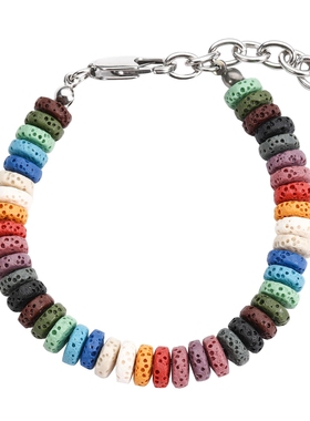 原创ins小众彩色火山石手链男潮嘻哈情侣手饰青年学生多巴胺手串