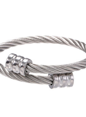 欧美ins朋克缆绳马蹄头钛钢手镯不锈钢手链情侣款钛钢手链不掉色