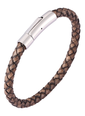 进口真皮手绳牛皮编织男本命年红色转运手链复古简约送男友礼物潮