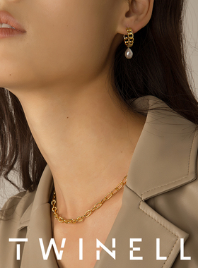 Twinell粗麻花百搭锁骨素链女