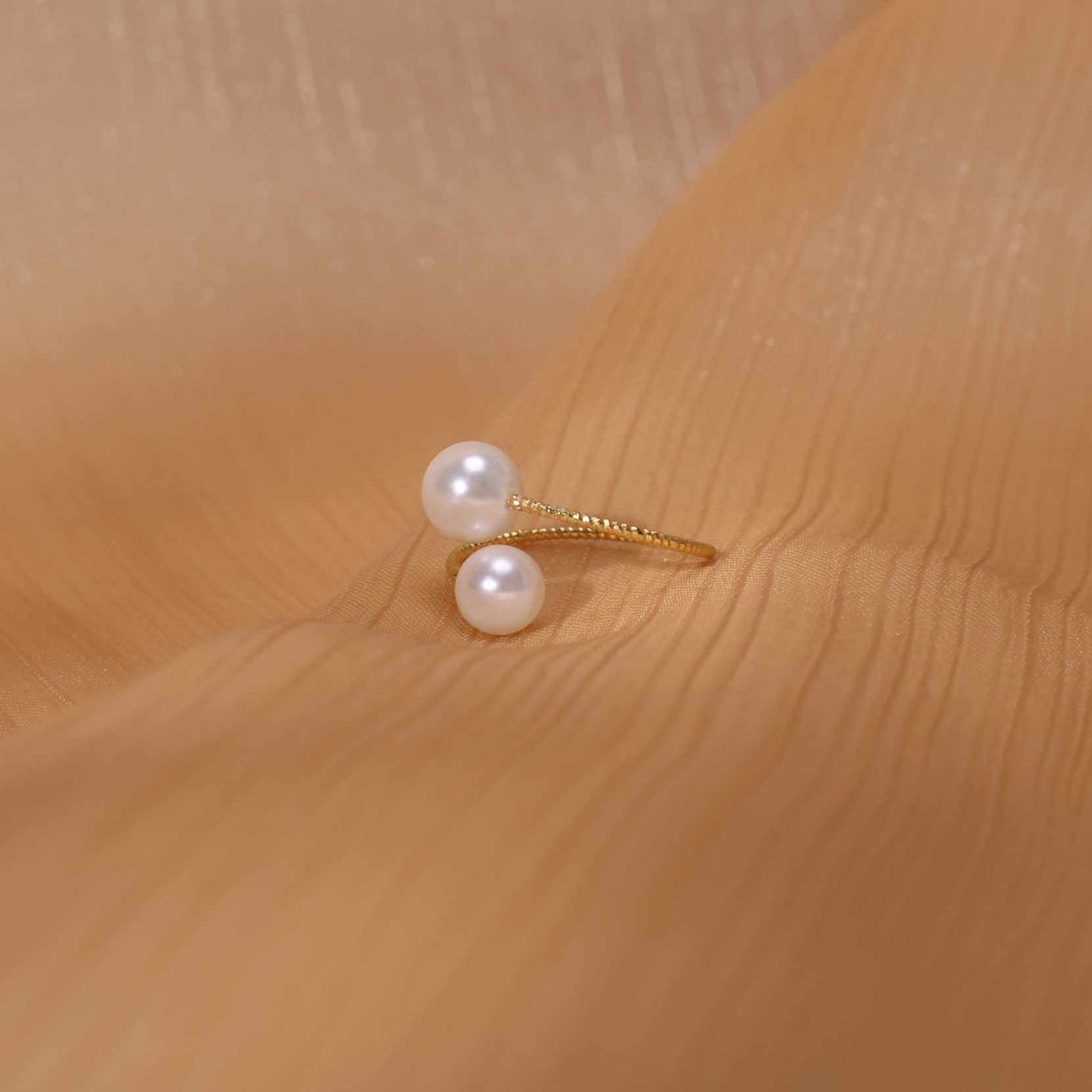 丽沁S925纯银双珠开口戒指纯银民族风简约气质法式指环可调节戒指 - 图0