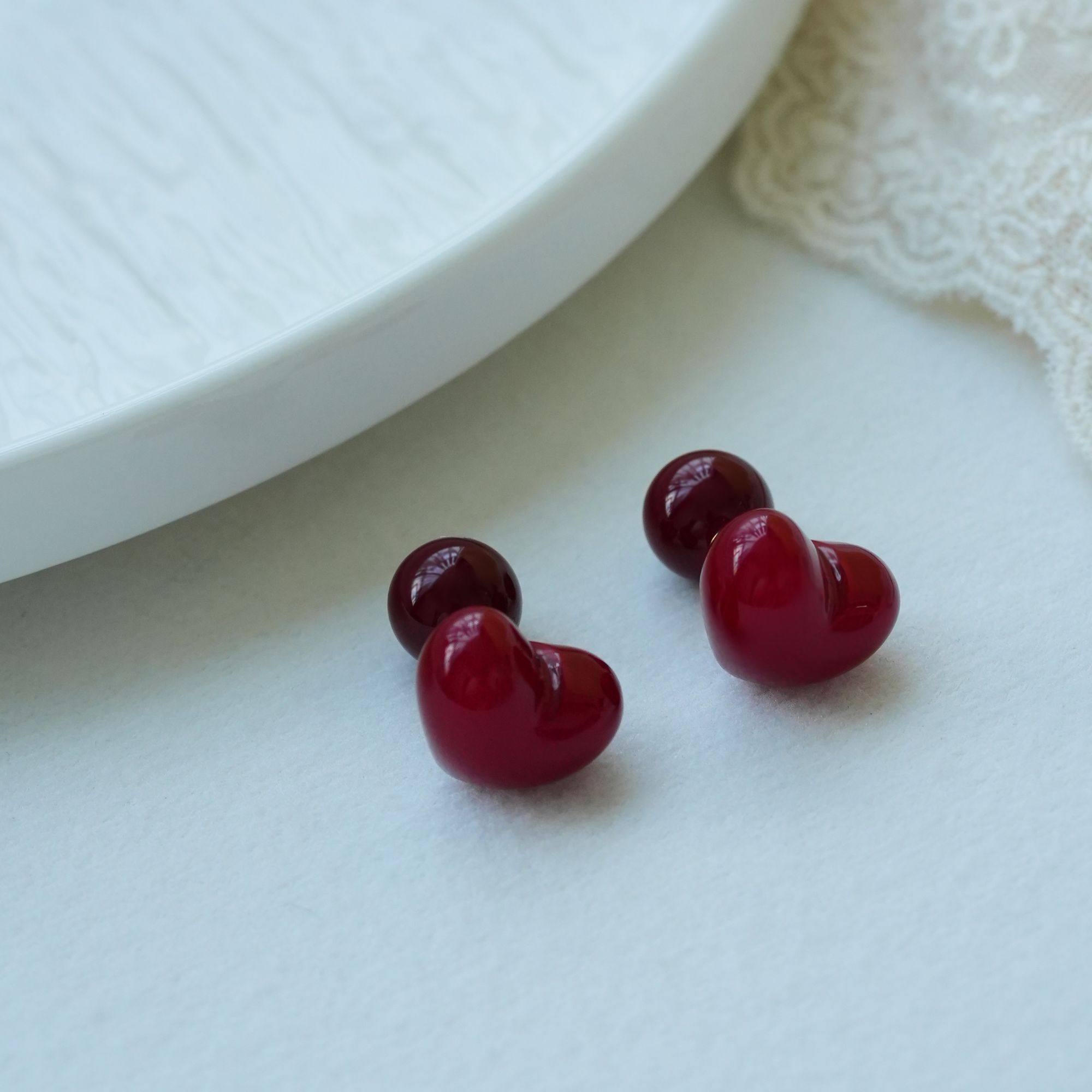 爱心车厘子红珠秋冬新品安可拉红百搭气质耳环,淘宝优惠券,粉丝福利购,淘宝优惠卷