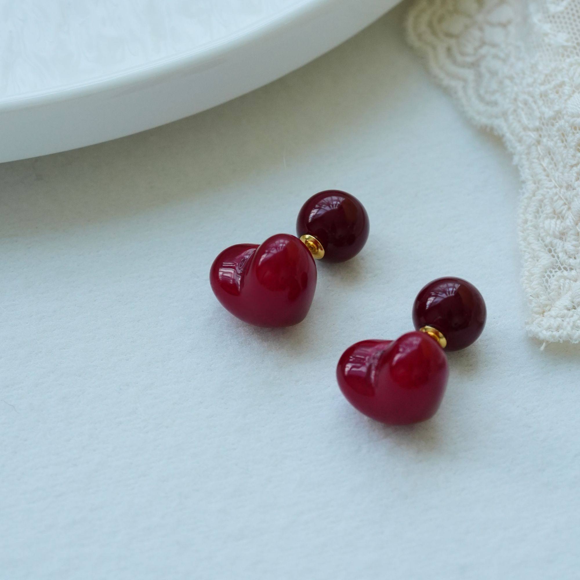 爱心车厘子红珠秋冬新品安可拉红百搭气质耳环,淘宝优惠券,粉丝福利购,淘宝优惠卷